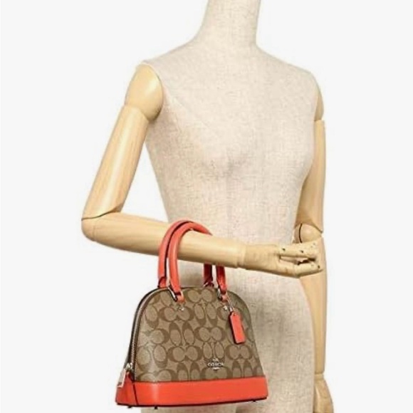 Coach F58295 Sierra Satchel Coated in Canvas & Leather Trim: Khaki / Orange - Picture 5 of 11